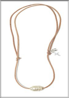 South Sea Pearl on 'dirty' Leather 'Jennifer' Necklace