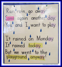 Anchor Chart for Rain Poem in Kindergarten