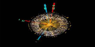 Candidate Higgs boson event from collisions in 2012 between protons in the ATLAS detector on the LHC (Image: ATLAS/CERN)
