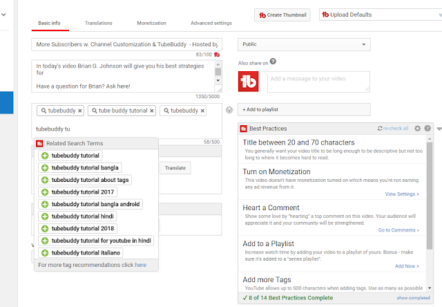 Tube Buddy seo tool