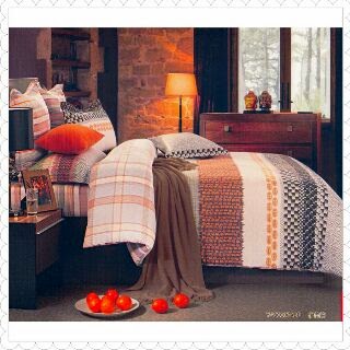 Sprei Motif Salur Coklat Krem