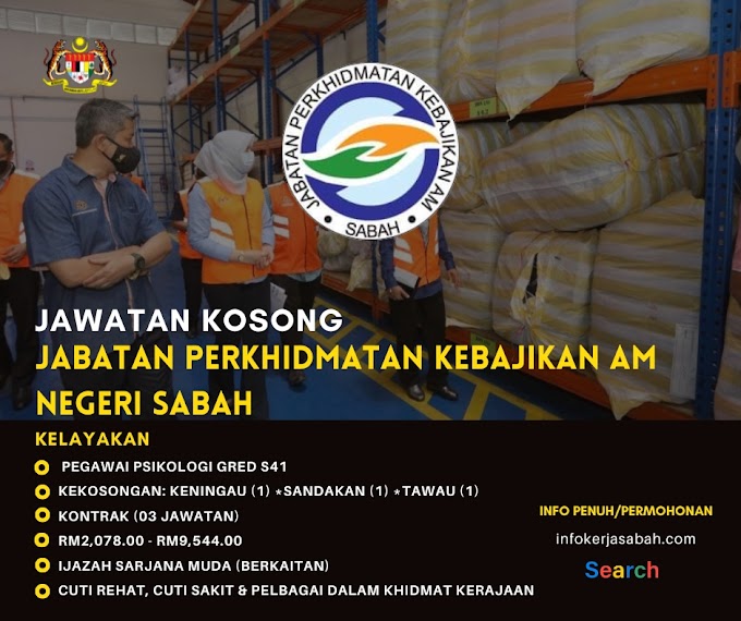 JAWATAN KOSONG JABATAN PERKHIDMATAN KEBAJIKAN AM SABAH (JPKA)