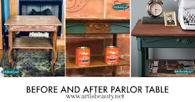 BEFORE AND AFTER ANTIQUE PARLOR TABLE MAKEOVER USING GENERAL FINISHES