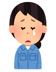 女性作業員の表情のイラスト「泣き顔」