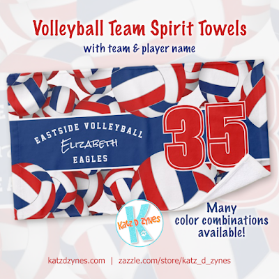 red blue team spirit towel for volleyball players