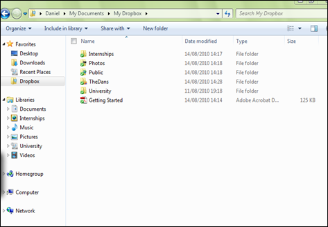 Dropbox screenshot