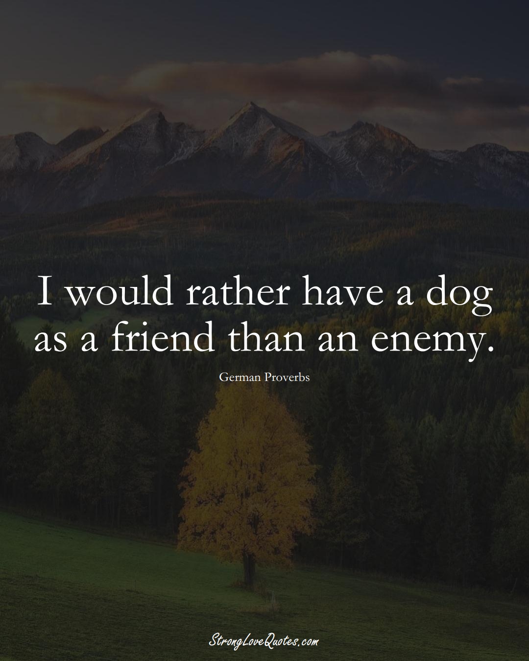 I would rather have a dog as a friend than an enemy. (German Sayings);  #EuropeanSayings