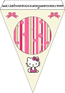 Hello Kitty with Flowers, Free Printable Banner.