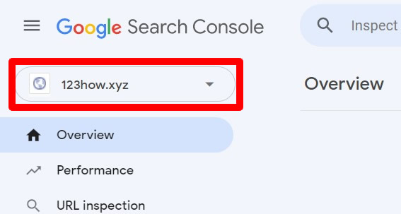 select your xyz domain in google search console