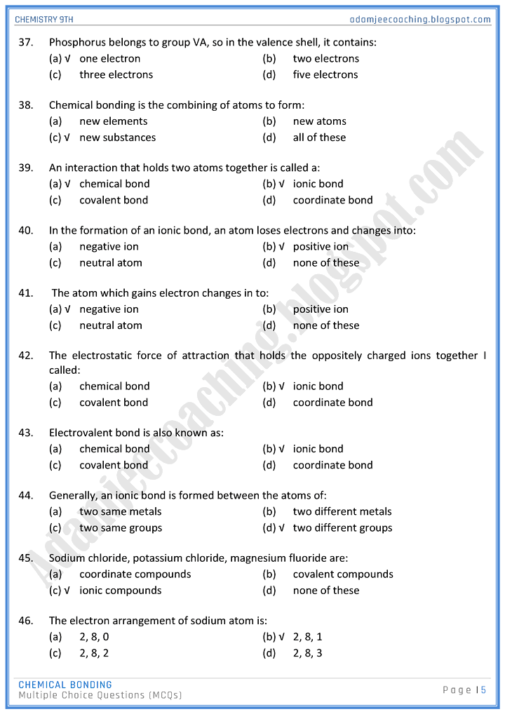 chemical-bonding-mcqs-chemistry-9th