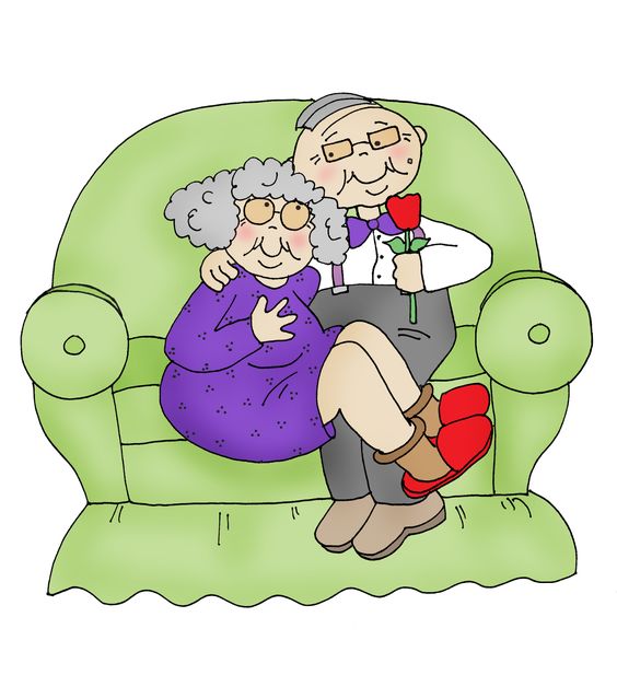  vector pareja de ancianos en el sofá le da una flor