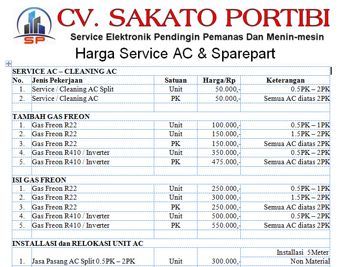 Daftar Harga Service AC 2016 Service AC Ciputat Resmi 