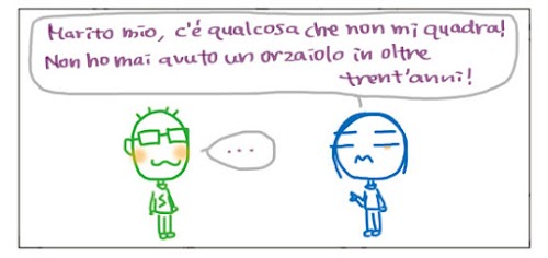 Marito mio, c`e` qualcosa che non mi quadra! Non ho mai avuto un orzaiolo in oltre trent`anni! …