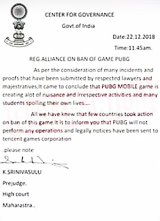 Pubg banned government letter