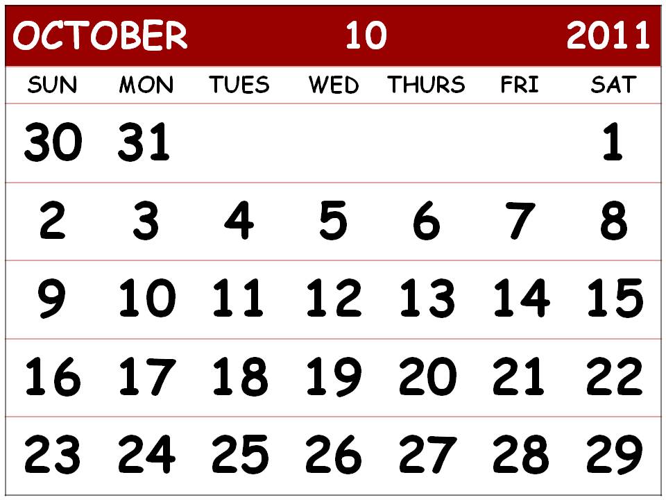 printable calendar october 2011. Printable+calendar+october