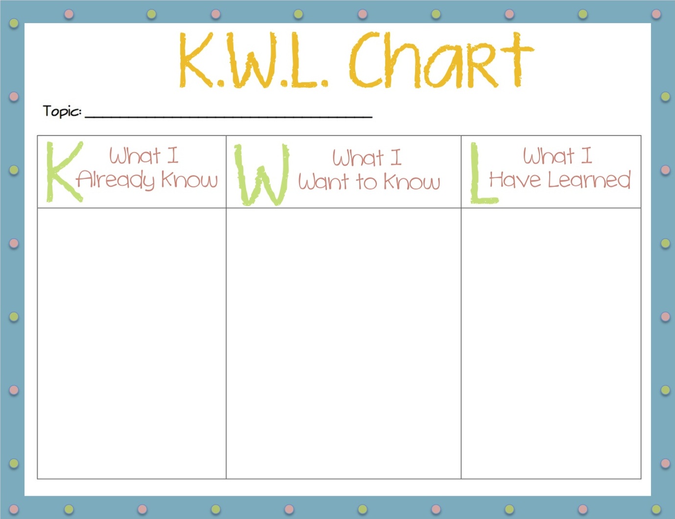 Tween Teaching: KWL Chart