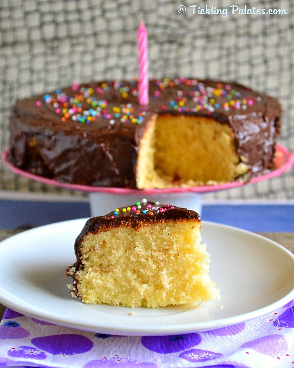 Eggless Vanilla Sponge Cake Recipe with Chocolate Buttercream Frosting