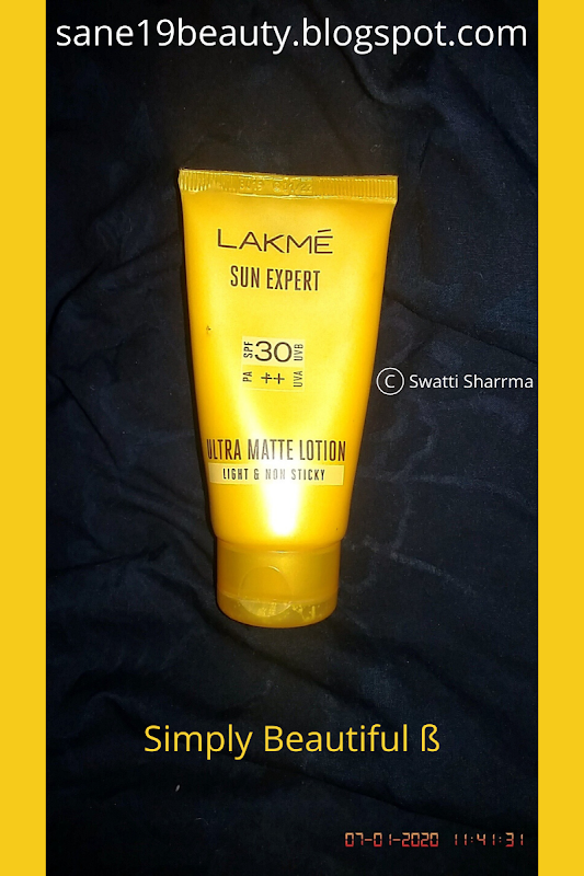 Non-sponsored review Of Lakmé Sun Expert SPF 30 PA++ Ultra Matte Lotion.