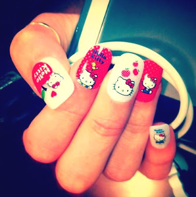 Hello kitty nail art designs