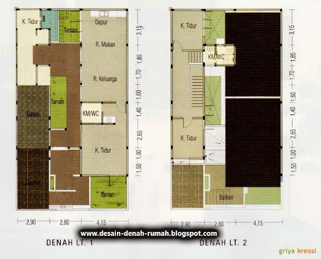 Denah Rumah Oriental yang Minimalis 2 Lantai