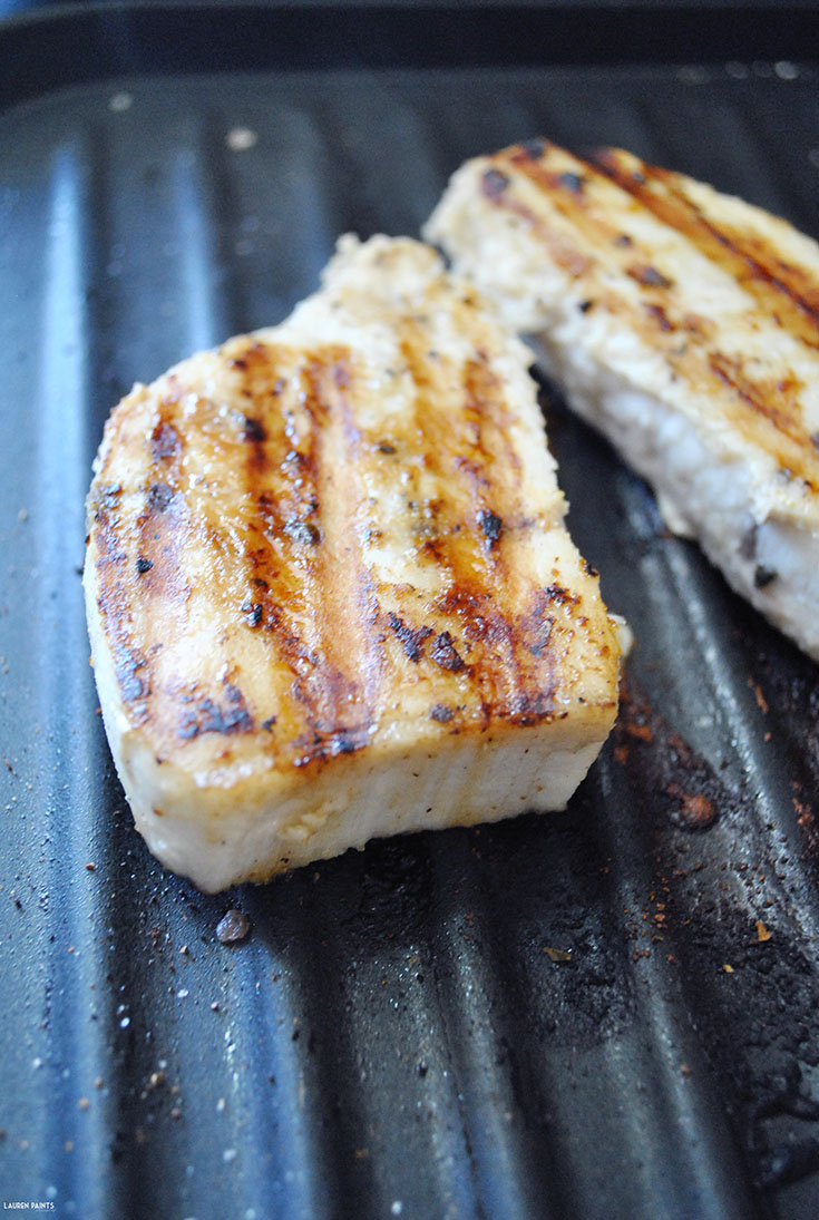 Healthy Dinner: Swordfish and Sautéed Cabbage and Onions