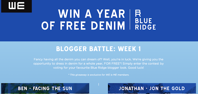 WE FASHION BLUE RIDGE FW 15 CONTEST blogger battle  - WIN A YEAR OF FREE DENIM from the Blue Ridge menswear collection.