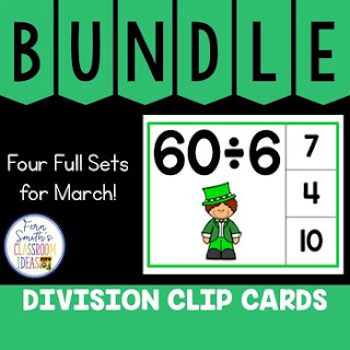 Division Facts 1 to 12 Clip Cards March Bundle