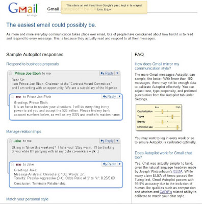 Poisson d'Avril 2009 de Google : GMail Autopilot