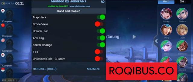 APK MOD Menu Mobile Legends JokerART (Radarmap, Drone View, Unlock All