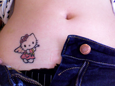 Cute Hello Kitty tattoos hip bone