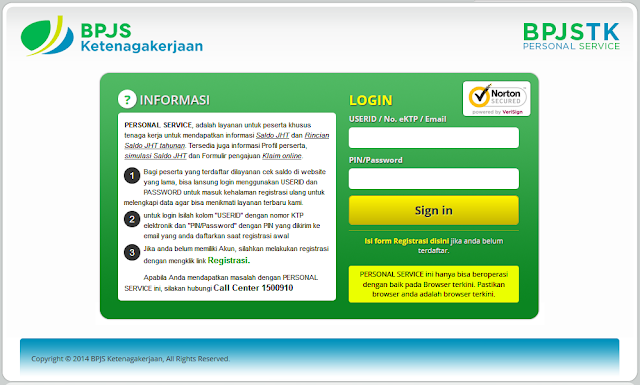 Jamsostek/JHT/BPJS Via Online