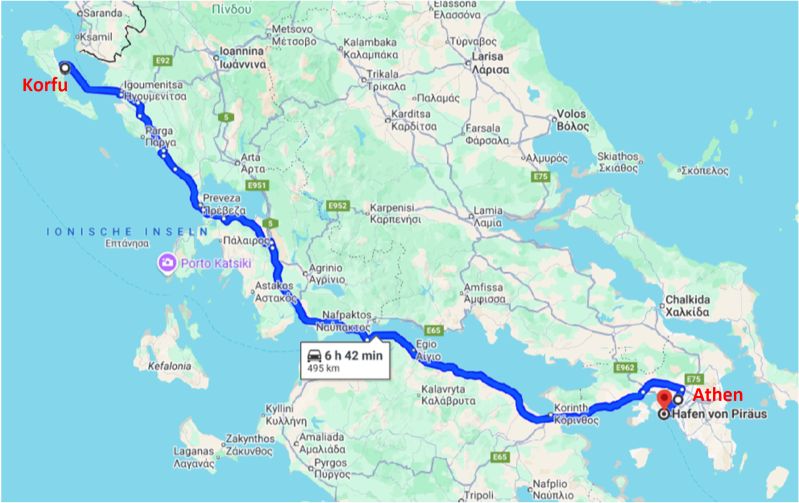 Fernbus Korfu Athen Piräus