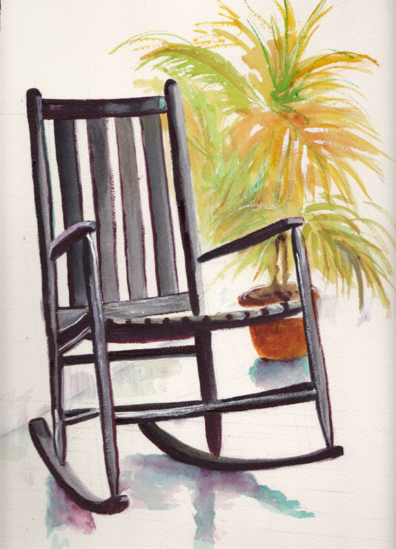 Bunny's Artwork: Rocking Chair Watercolor Painting