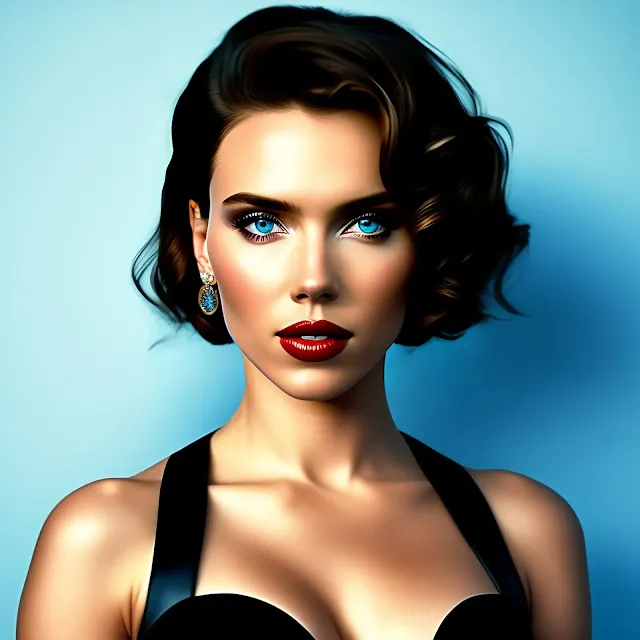 Scarlett Johansson morena olhos azuis cabelos pretos