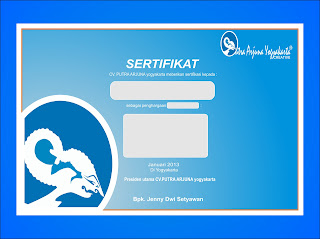 Contoh sertifikat acara dan kerja  PUTRA ARJUNA YOGYAKARTA