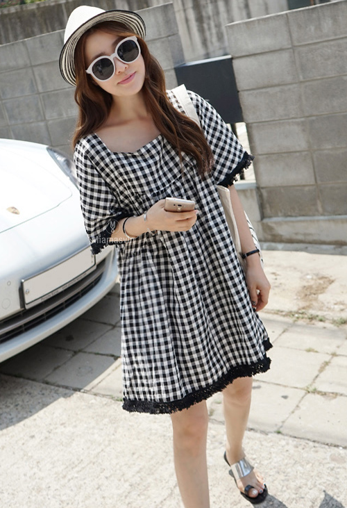 Flared Gingham Dress