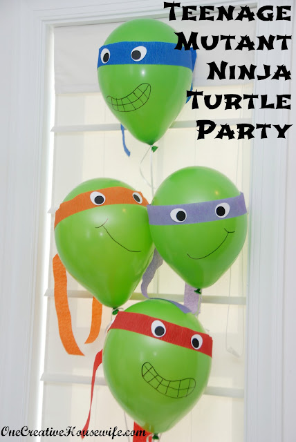 ninja around turtle  paper the  balloons room inflated I decor To the tied make balloons crepe diy