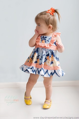 Vintage Style Baby Doll length ruffle twirl dress for girls by Daydream Believers Designs