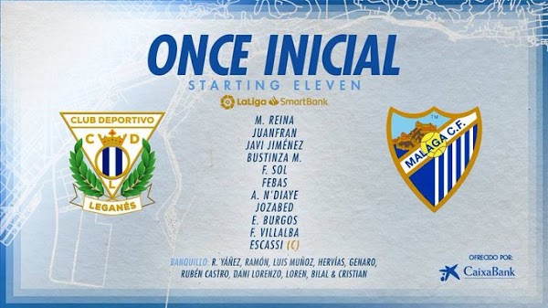 Leganés - Málaga, alineaciones oficiales