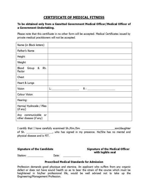 Medical fitness certificate format