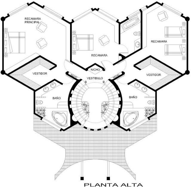 PLANO DE CASA USANDO HEXAGONOS O CASA ABEJA