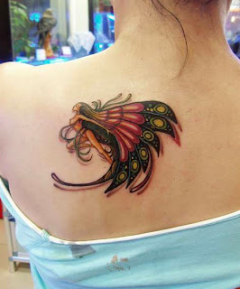 fairy tattoo design on the back fro girls