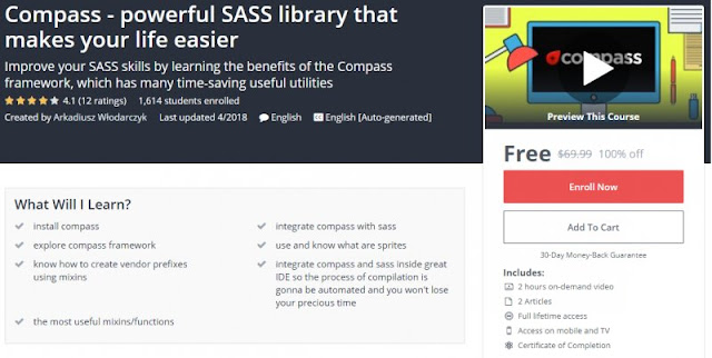 [100% Off] Compass - powerful SASS library that makes your life easier |Worth 69,99$ 