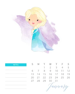 Princesas Disney: Calendario 2019 para Imprimir Gratis.