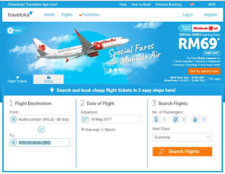 Cara Menempah Airasia Ticket Secara Online, Traveloka, 