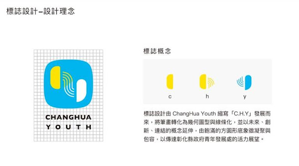 ▲LOGO設計理念，以彰化縣政府青年發展處Chang(C) Hua(H) Youth(Y)的英文縮寫「C.H.Y.」為創意發想。（圖／青發處提供）