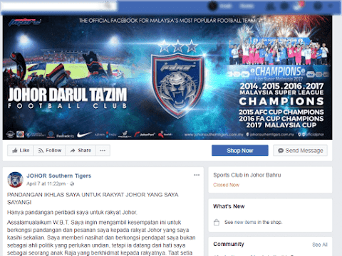 PRU14 Reaksi Netizens Teguran DYAM Tengku Mahkhota Johor berkenaan UMNO di Facebook