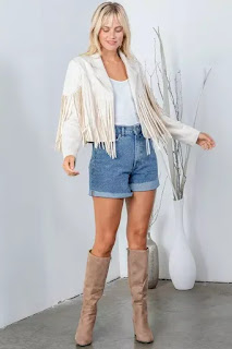 Boho Vibes: Fringe Skirt with a Denim Jacket