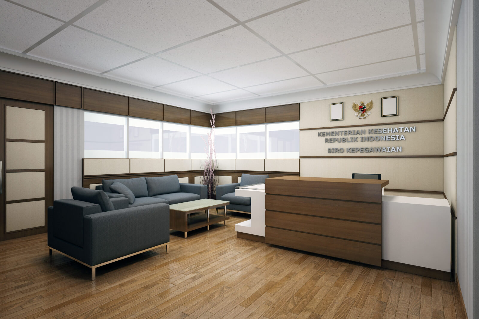 Desain Interior Ruang Lobby & Resepsionis Kantor ~ METRO 