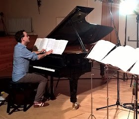 Pianist William Vann at the recording sessions